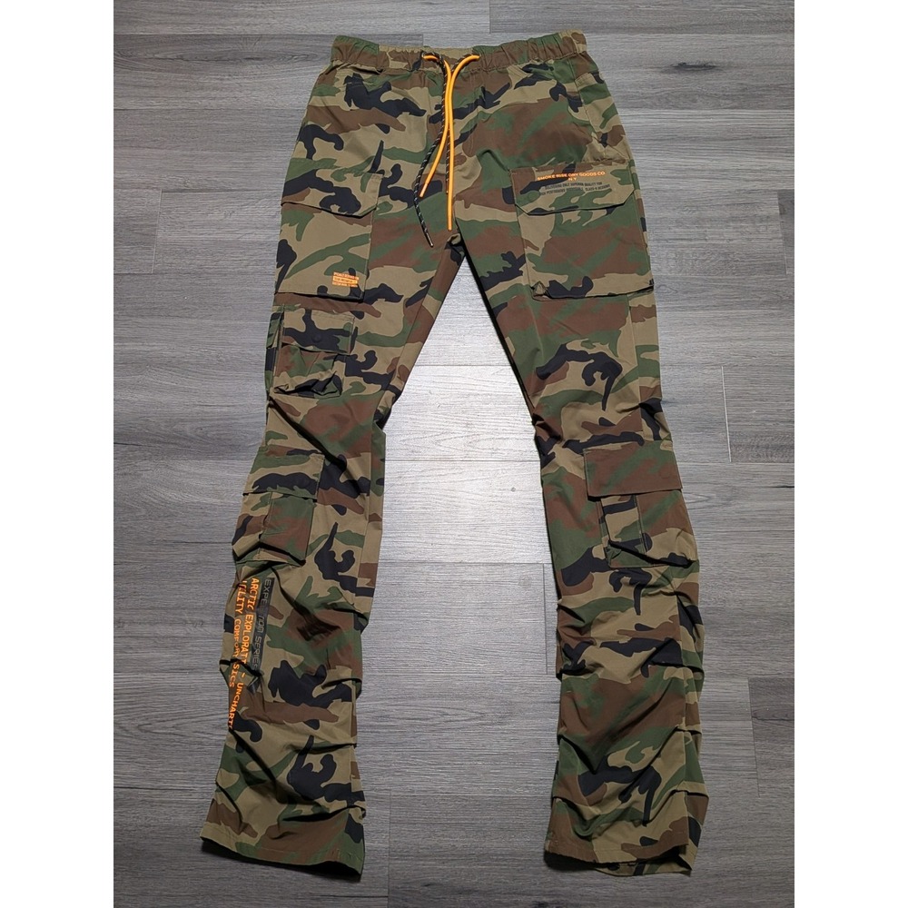 Smoke Rise Men's Woodland Camo Stacked Cargo Performance Pants Size Medium 32x36
